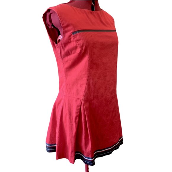 SKUNKFUNK Betolatza Asymmetrical red short dress with blue details Size 4 medium - Picture 3 of 11